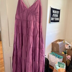 Abercrombie & Fitch Pink Tiered Ruffled Maxi Dress